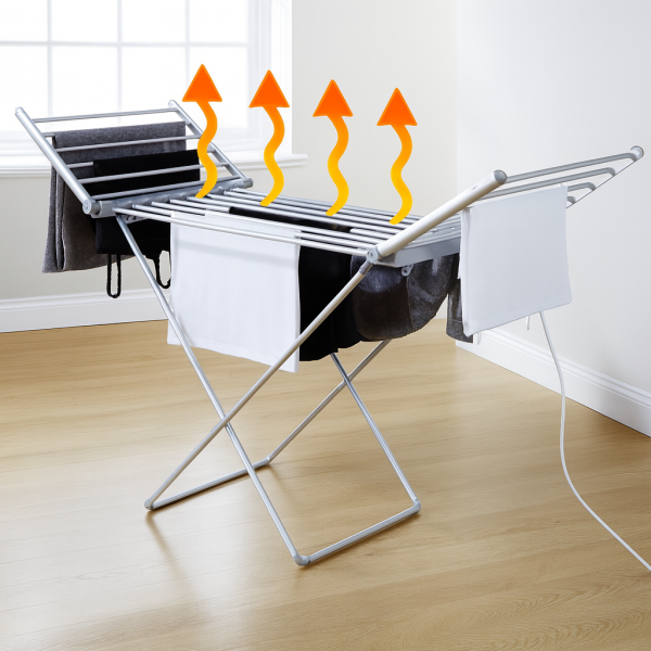 Uscator de rufe electric, suprafata 12m, inaltime ajustabila, aluminiu inoxidabil, pliabil, 230W